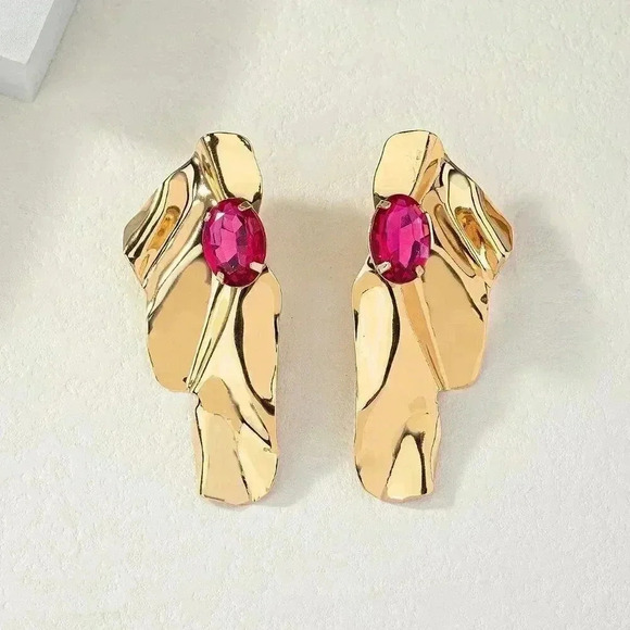 Multicolor Women's Exaggerated Sea Wave Shape Luxurious Earrings - Picture 3 of 6